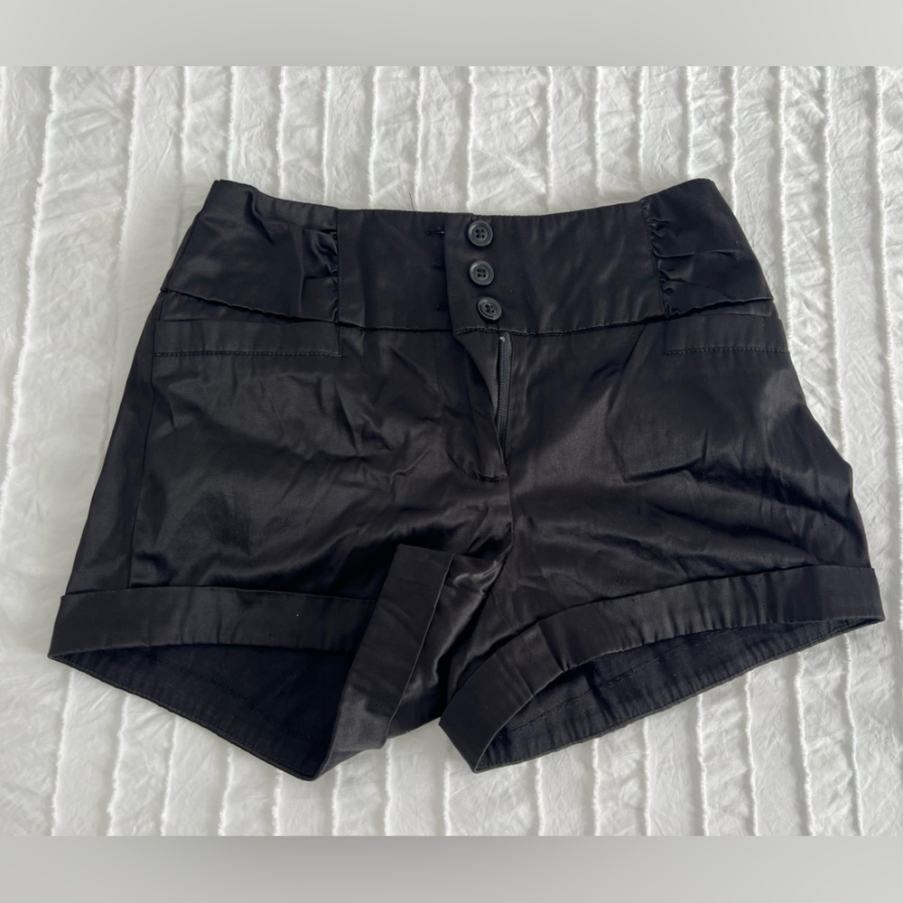 Mandees high waist Black Silk / Satin Women's Shorts size smal